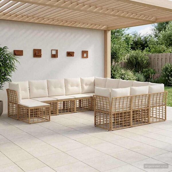 Maison Exclusive – Vonkajšia sedacia súprava, 12 kusov. Prírodný, krémovo biely polyester