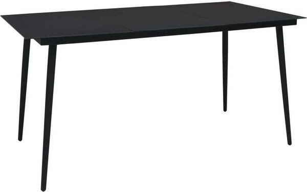 Maison Exclusive – Vonkajší jedálenský stôl, čierna farba, 150x80x74 cm, oceľ a sklo