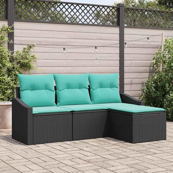 Maison Exclusive – Sedacia súprava, 4 kusy, čierna [syntetický materiál]: Polyratan