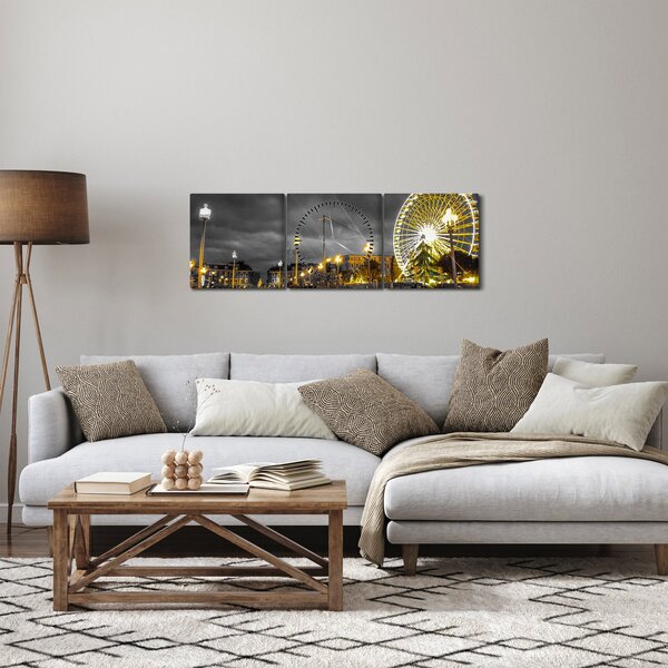 Obraz ruského kolesa za šera (s hodinami) (90x30 cm)