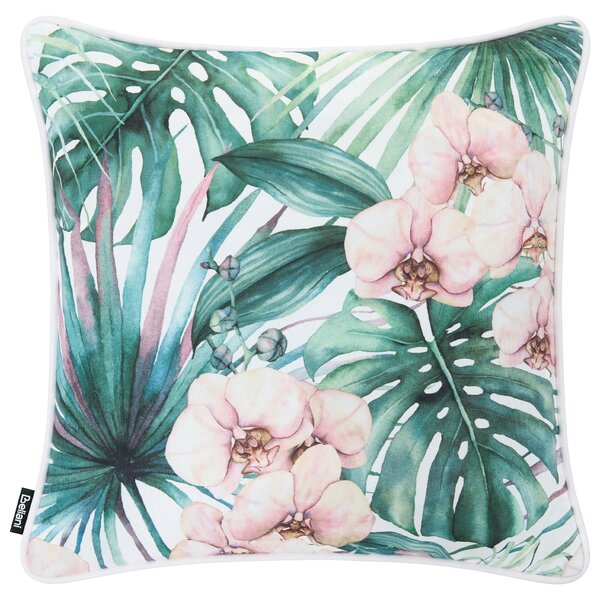 Sada 2 vonkajších dekoratívnych vankúšov zelená polyester 45 x 45 cm štvorcový tvar moderný štýl záhrada exteriér