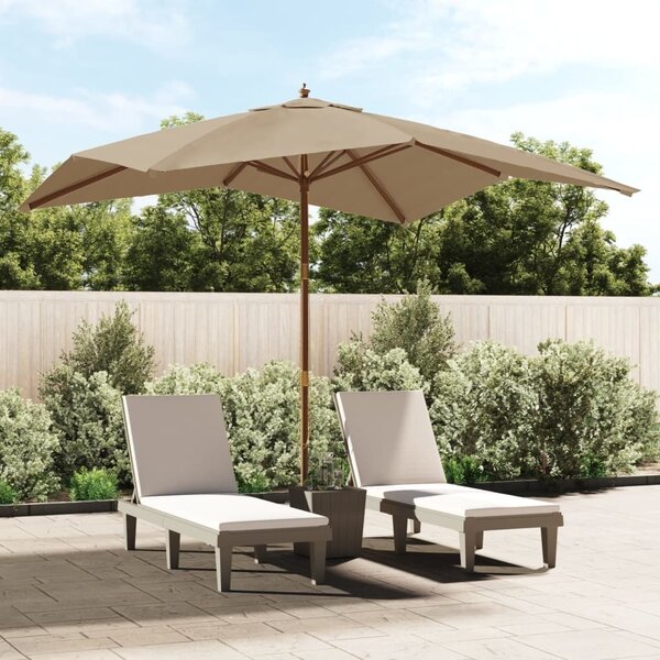 Maison Exclusive – Slnečník s dreveným nosníkom, farba taupe, rozmer 300x300x273 cm