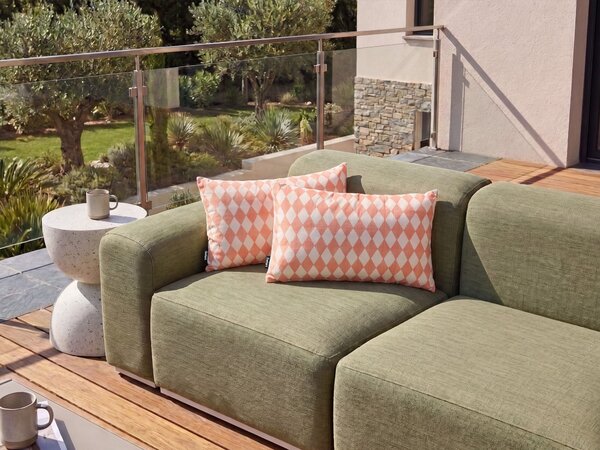 Sada 2 vonkajších dekoratívnych vankúšov svetločervená polyester 30 x 50 cm obdĺžnikový tvar moderný štýl záhrada exteriér