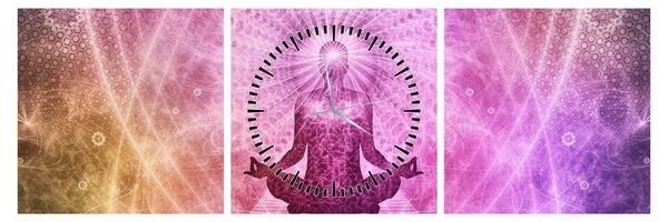 Obraz meditácie (s hodinami) (90x30 cm)