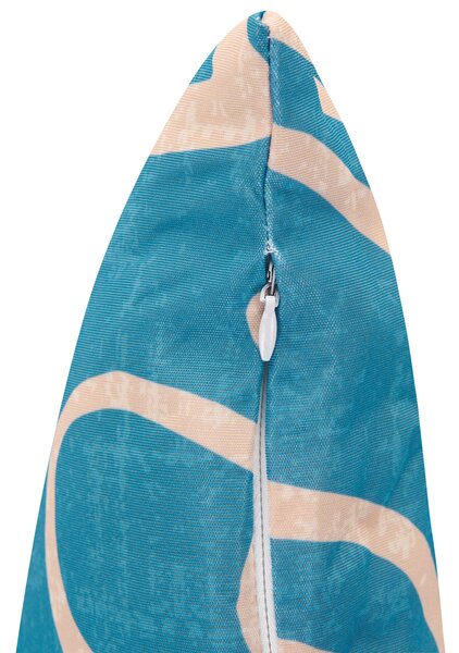 Sada 2 vonkajších dekoratívnych vankúšov tyrkysová polyester 30 x 50 cm obdĺžnikový tvar moderný štýl záhrada exteriér