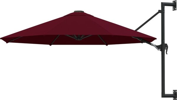 Maison Exclusive – Slnečník na upevnenie na stenu s kovovým nosníkom, výška 300 cm, burgundská farba