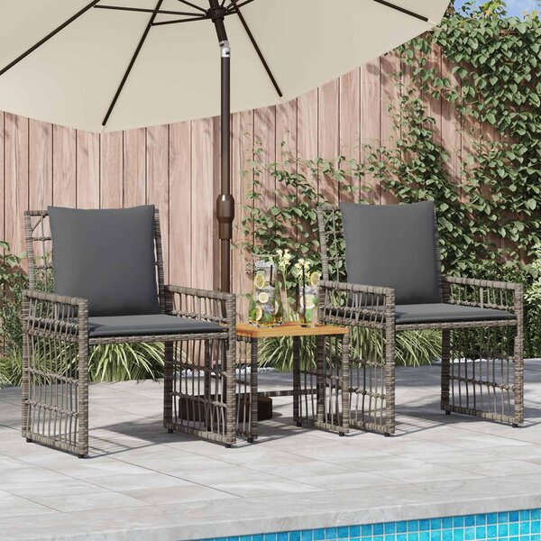 Maison Exclusive – Súprava záhradného nábytku, 3 kusy, čierna a tmavosivá
