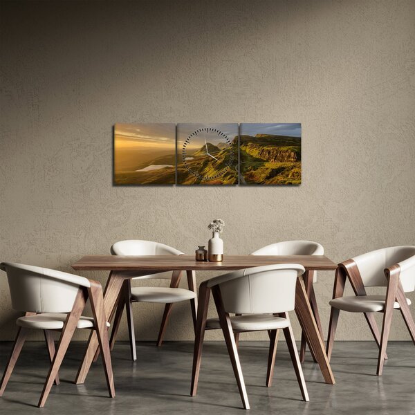Obraz pohoria (s hodinami) (90x30 cm)