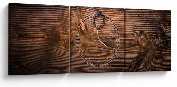 Obraz textúry dreva (s hodinami) (90x30 cm)