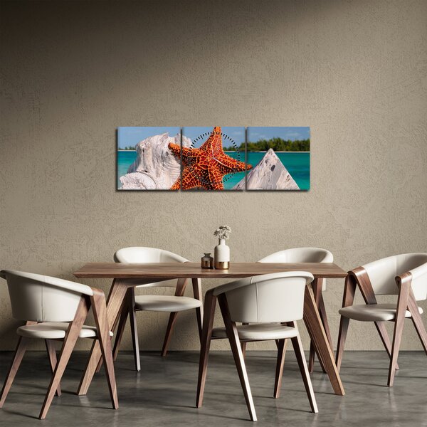 Obraz morskej hviezdice (s hodinami) (90x30 cm)