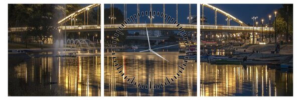 Obraz mosta s fontánou (s hodinami) (90x30 cm)