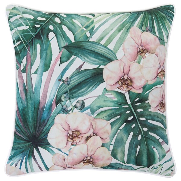 Sada 3 vonkajších dekoratívnych vankúšov zelená polyester 45 x 45 cm štvorcový tvar moderný cottage štýl záhrada exteriér