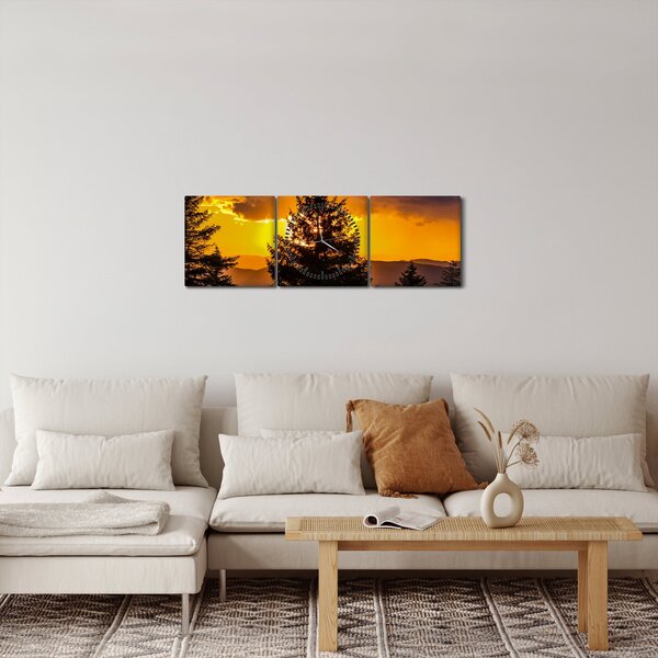 Obraz - ihličnany (s hodinami) (90x30 cm)