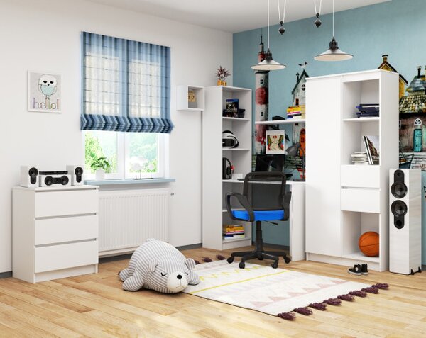 Písací stôl s regálom SMART CLP, biely
