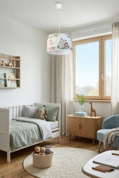 Brilagi - LED detský luster na lanku BOBO 1xE27/60W/230V pr. 35 cm biely/džungľa