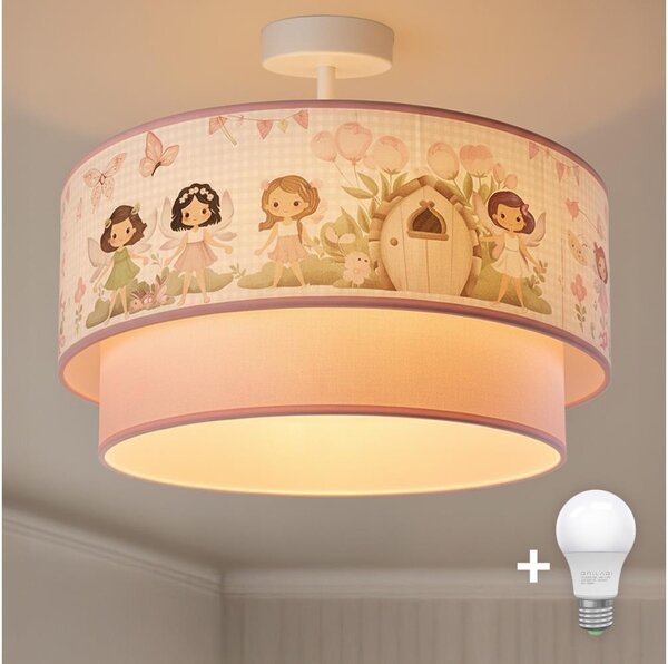 Brilagi - LED detský prisadený luster BOBO 1xE27/60W/230V pr. 40 cm ružová/víly