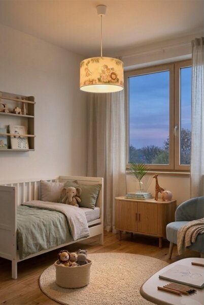 Brilagi - LED detský luster na lanku BOBO 1xE27/60W/230V pr. 35 cm biely/džungľa