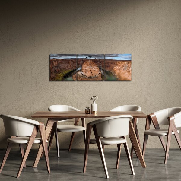 Obraz jazera v útese (s hodinami) (90x30 cm)