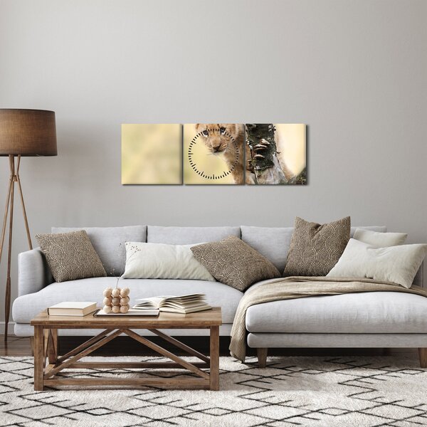 Obraz levíčaťa (s hodinami) (90x30 cm)