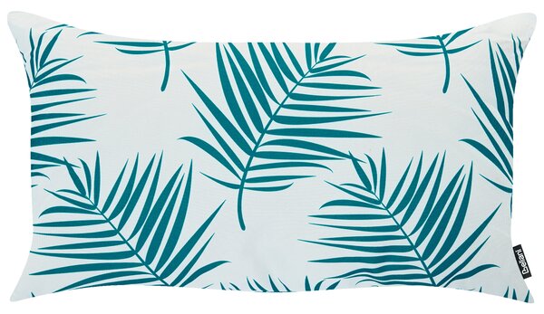 Sada 3 vonkajších dekoratívnych vankúšov biela tyrkysová polyester moderný štýl záhrada exteriér
