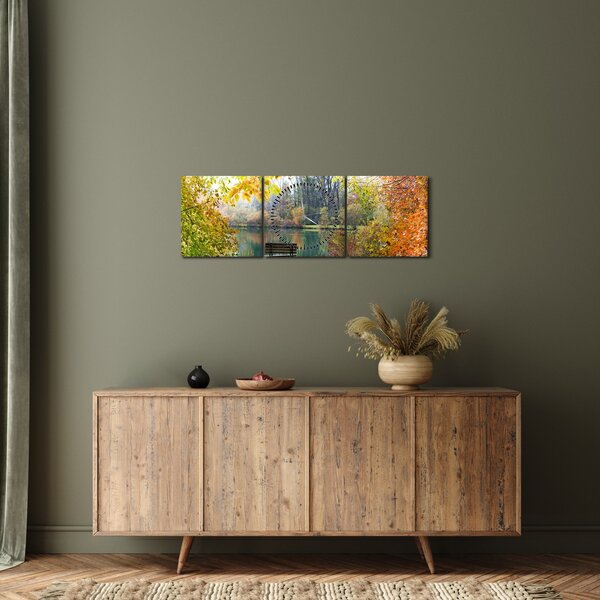 Obraz rybníka (s hodinami) (90x30 cm)