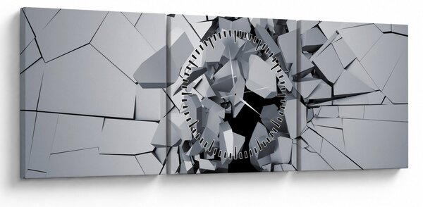 Obraz abstrakcie 3D (s hodinami) (90x30 cm)