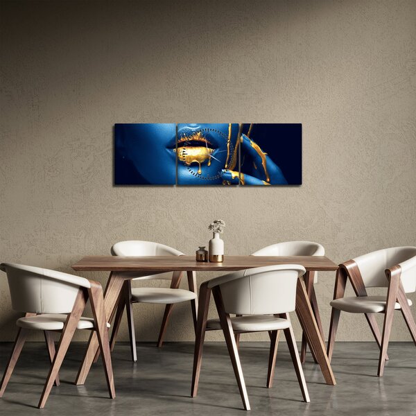 Obraz ľudskej tváre (s hodinami) (90x30 cm)