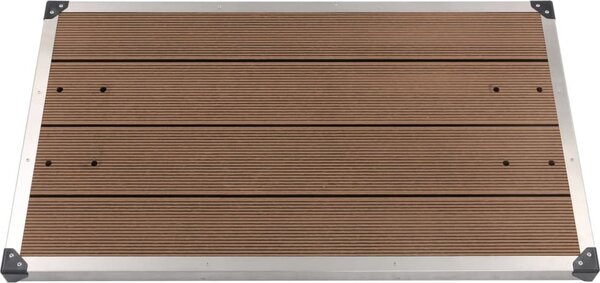 Maison Exclusive – Vonkajšia sprchová vanička z WPC s oceľovým rámom, 110 x 62 cm, hnedá