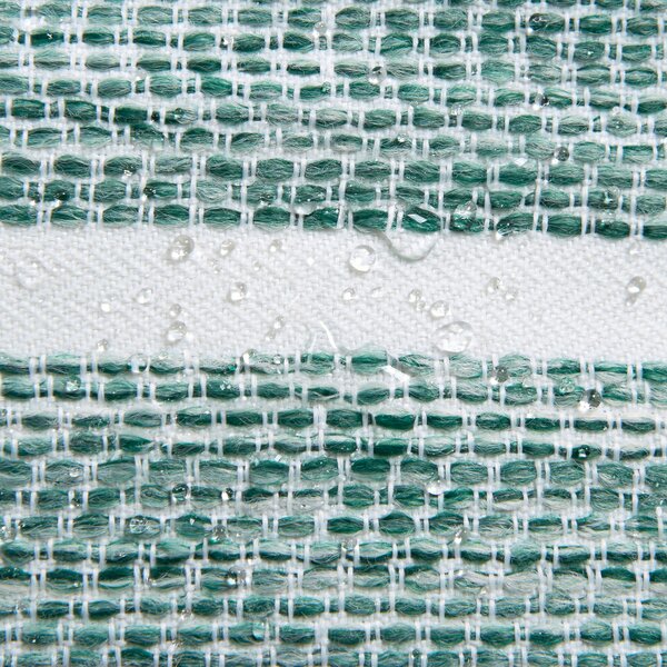 Sada 2 vonkajších dekoratívnych vankúšov olivovozelená polyester 30 x 50 cm obdĺžnikový tvar pruhovaná so strapcami moderný štýl záhrada