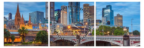 Obraz mesta Melbourne (s hodinami) (90x30 cm)