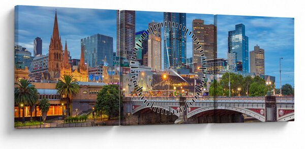 Obraz mesta Melbourne (s hodinami) (90x30 cm)
