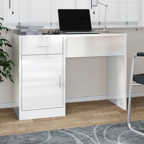 Maison Exclusive – Písací stôl s úložným priestorom, vysoký lesk, biela farba, rozmer 100 x 40 x 73 cm