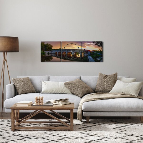 Obraz mostu (s hodinami) (90x30 cm)