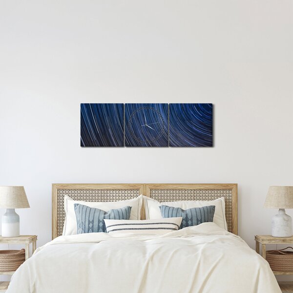 Obraz nočných hviezd a oblohy (s hodinami) (90x30 cm)