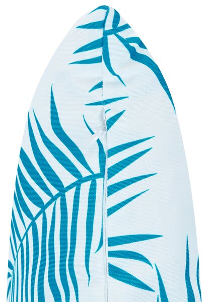Sada 3 vonkajších dekoratívnych vankúšov biela modrá polyester moderný štýl záhrada exteriér