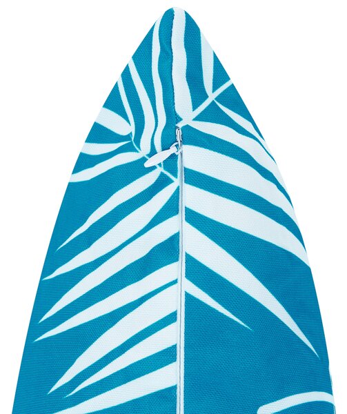 Sada 3 vonkajších dekoratívnych vankúšov biela modrá polyester moderný štýl záhrada exteriér