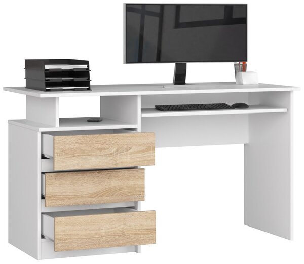 Kancelársky stôl CLP 135 cm biely / sonoma