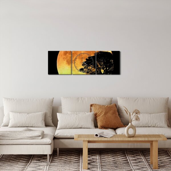 Obraz tieňov v mesačnom svetle (s hodinami) (90x30 cm)