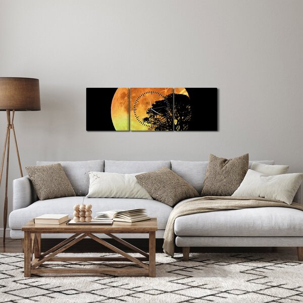 Obraz tieňov v mesačnom svetle (s hodinami) (90x30 cm)