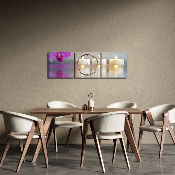 Obraz sviečok na vode (s hodinami) (90x30 cm)