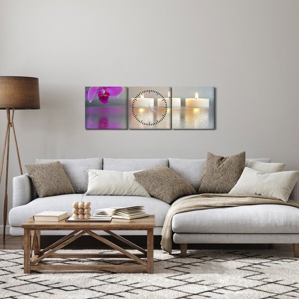 Obraz sviečok na vode (s hodinami) (90x30 cm)