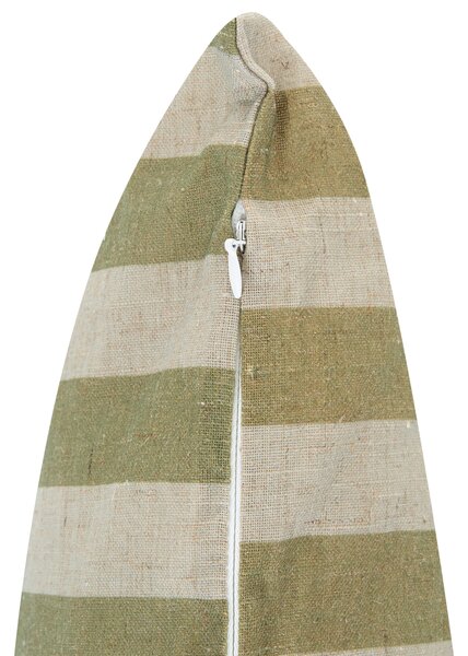 Sada 2 vonkajších dekoratívnych vankúšov béžová zelená polyester ľan 45 x 45 cm štvorcový tvar moderný štýl záhrada exteriér