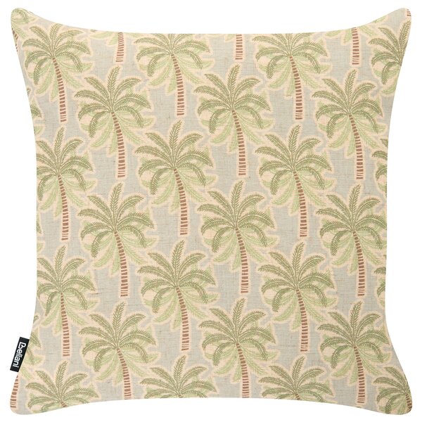 Sada 2 vonkajších dekoratívnych vankúšov béžová zelená polyester ľan 45 x 45 cm štvorcový tvar moderný štýl záhrada exteriér