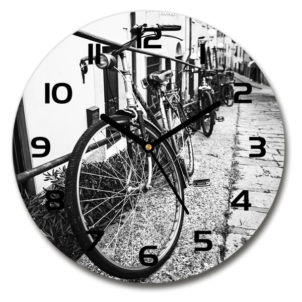 Sklenené hodiny okrúhle Mestské bicykle