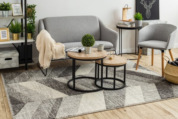Koberec FEEL 5673/16811 HERRINGBONE čierny / sivý / krémový