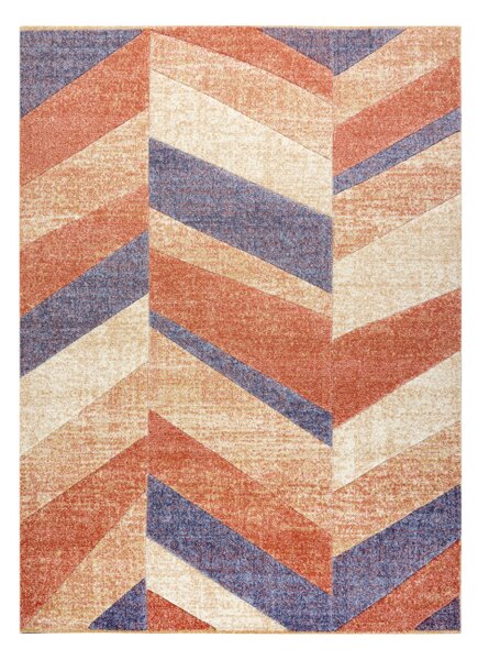 Koberec FEEL 5673/17931 HERRINGBONE béžová / terakota / fialová