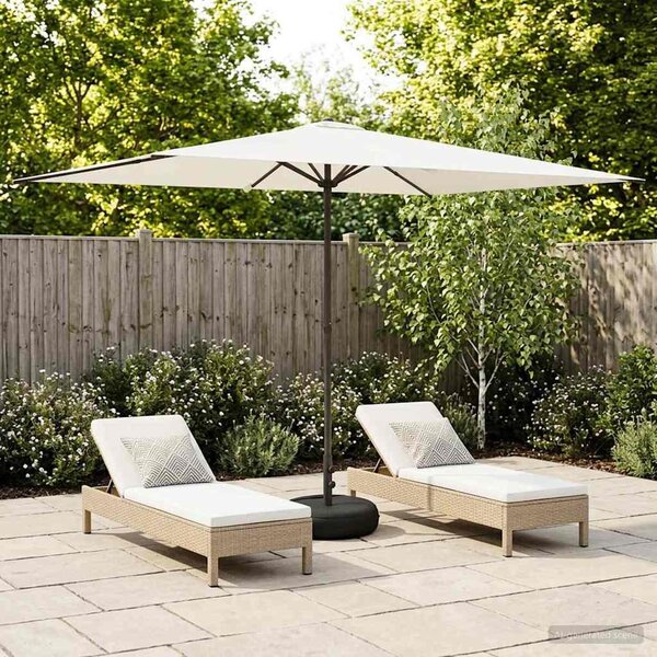 Maison Exclusive – záhradný slnečník s podstavcom, 200 x 300 cm, polyester, obdĺžnikový tvar, krémová farba