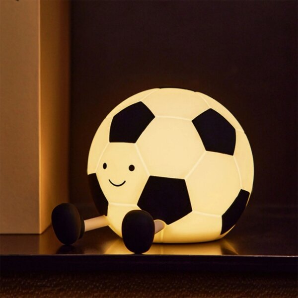 LED dotyková dětská lampa FOOTBALL 2W/5V USB 1200 mAh biela/čierna