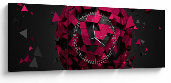 Obraz 3D abstrakcie (s hodinami) (90x30 cm)