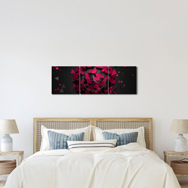Obraz 3D abstrakcie (s hodinami) (90x30 cm)